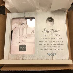 ABBEY + CA Baptism Blessings 4 x 6 Photo Picture Frame with Saying and Charm